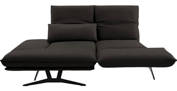 ECKSOFA in Echtleder Graubraun  - Gelb/Graubraun, Design, Leder/Metall (130/210cm) - Dieter Knoll