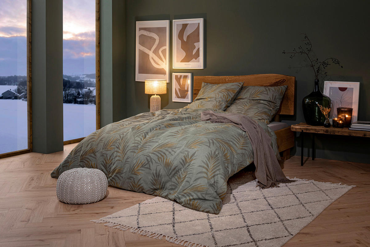 BETTWÄSCHE Fano Flanell 135/200 cm  - Grau/Grün, Basics, Textil (135/200cm) - Estella