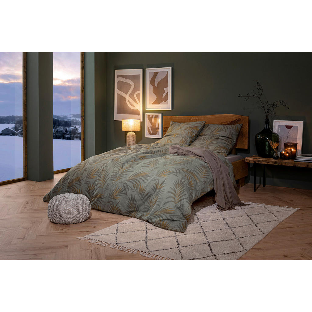 Thumbnail - Estella Bettwäsche Fano, Grau, Grün, Textil, Blätter, 135x200 cm, Oeko-Tex® Standard 100, pflegeleicht, atmungsaktiv, ha...