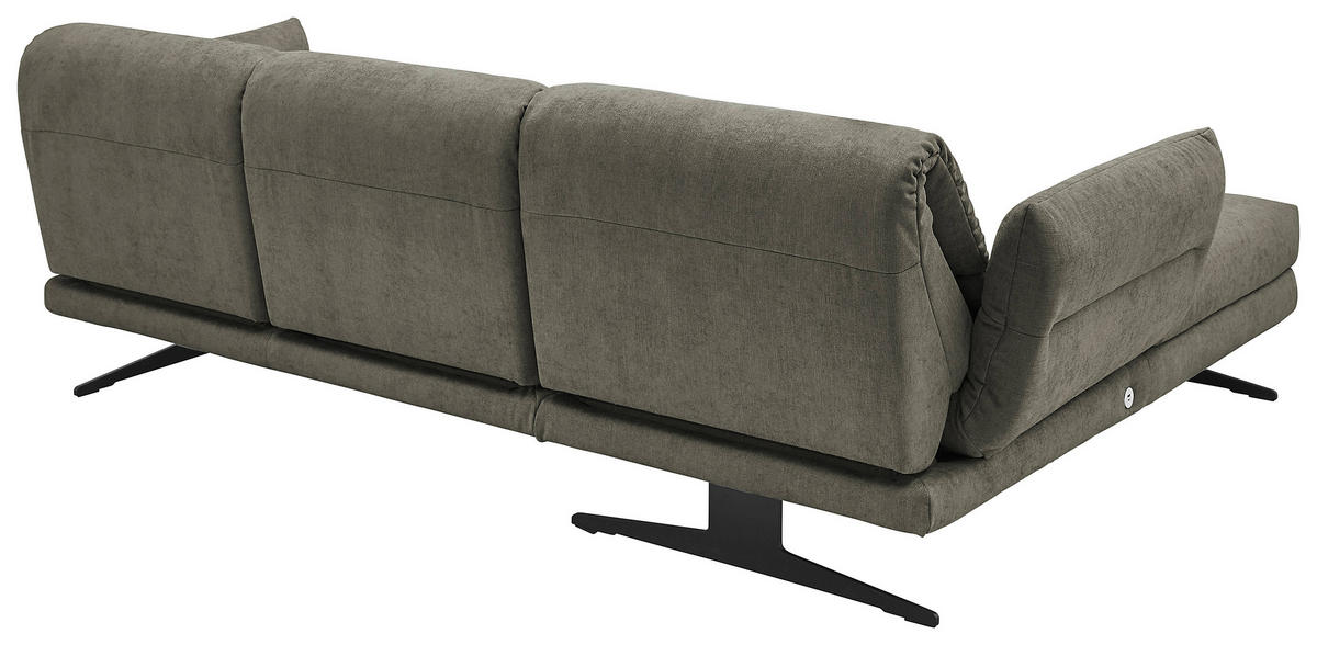 ECKSOFA in Flachgewebe Grün  - Schwarz/Grün, Design, Textil/Metall (176-217/279-327cm) - Dieter Knoll