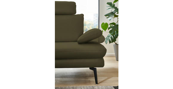 ECKSOFA in Echtleder Olivgrün 180/310 cm - Schwarz/Olivgrün, Design, Leder/Metall (180/310cm) - Dieter Knoll
