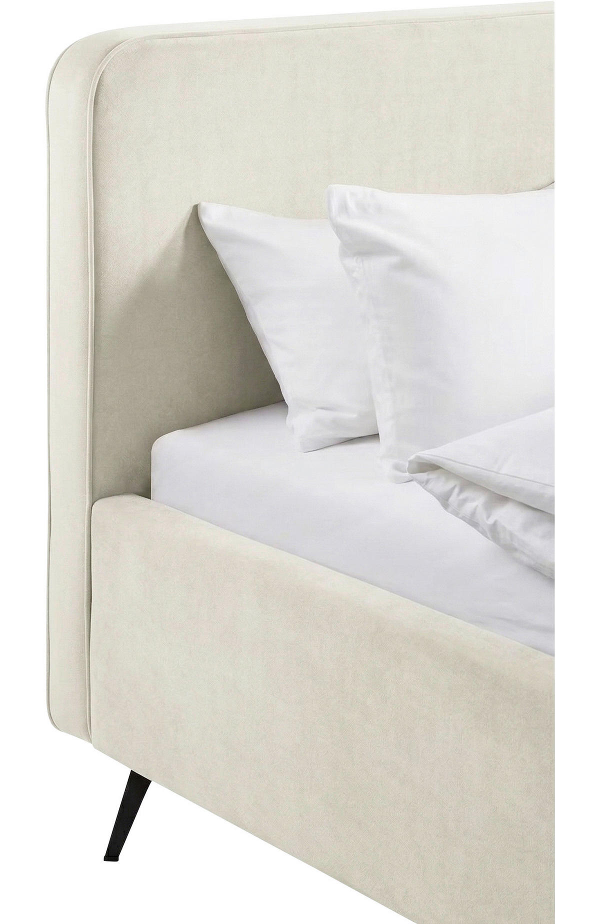 POLSTERBETT Creme 200/200 cm  - Creme/Schwarz, MODERN, Holz/Textil (200/200cm) - MID.YOU