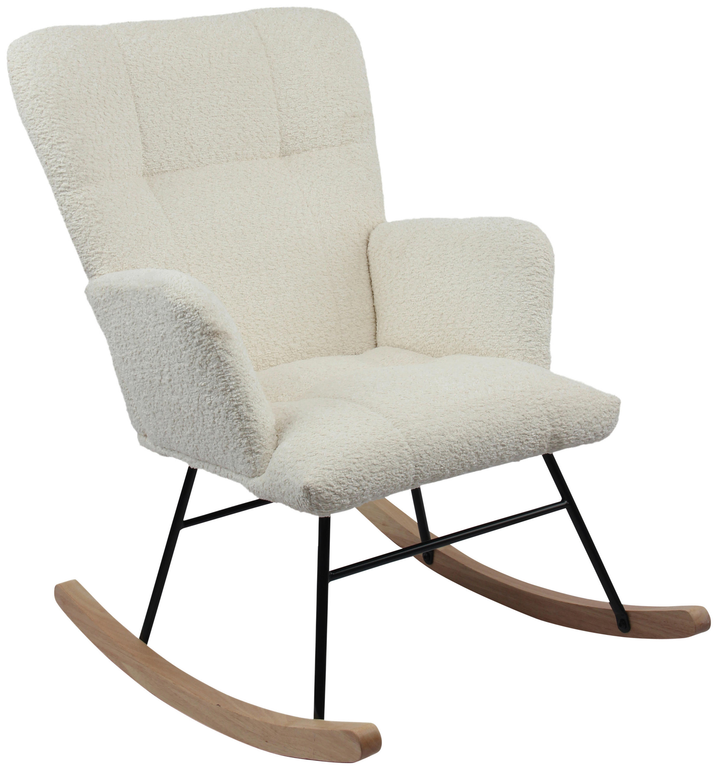 SCHAUKELSTUHL in Bouclé Weiß  - Weiß/Naturfarben, Basics, Holz/Textil (62/90/52cm) - P & B
