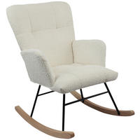 SCHAUKELSTUHL in Bouclé Weiß  - Weiß/Naturfarben, Basics, Holz/Textil (62/90/52cm) - P & B