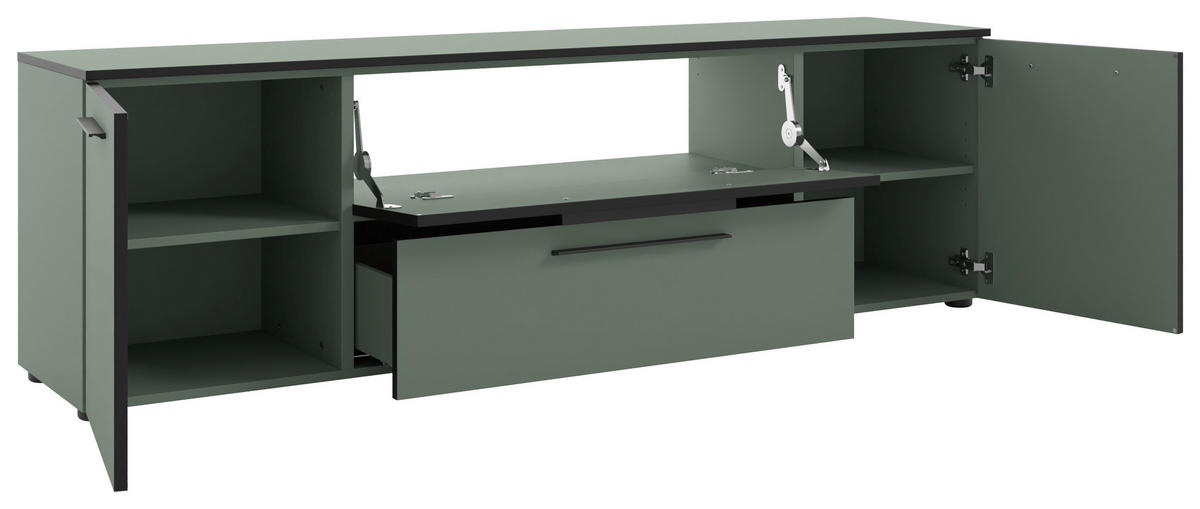 LOWBOARD Soul  in 180/55/40 cm  - Schilfgrün/Schwarz, MODERN, Holzwerkstoff/Kunststoff (180/55/40cm)