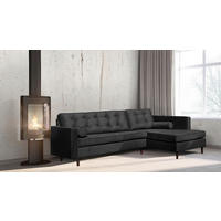 ECKSOFA Mikrofaser Schwarz  - Schwarz/Braun, Design, Holz/Textil (240/169cm) - P & B