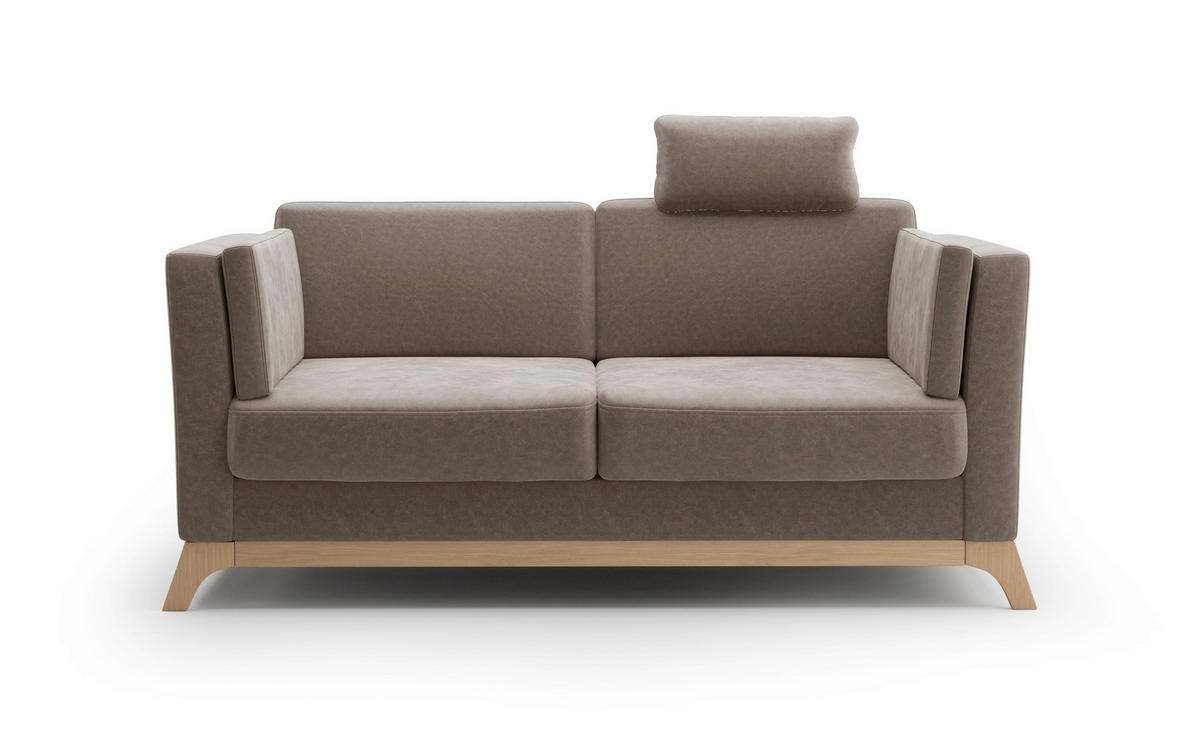 2,5-SITZER Mikrofaser Braun  - Eichefarben/Braun, KONVENTIONELL, Holz/Textil (183/84/93cm) - Sit & More