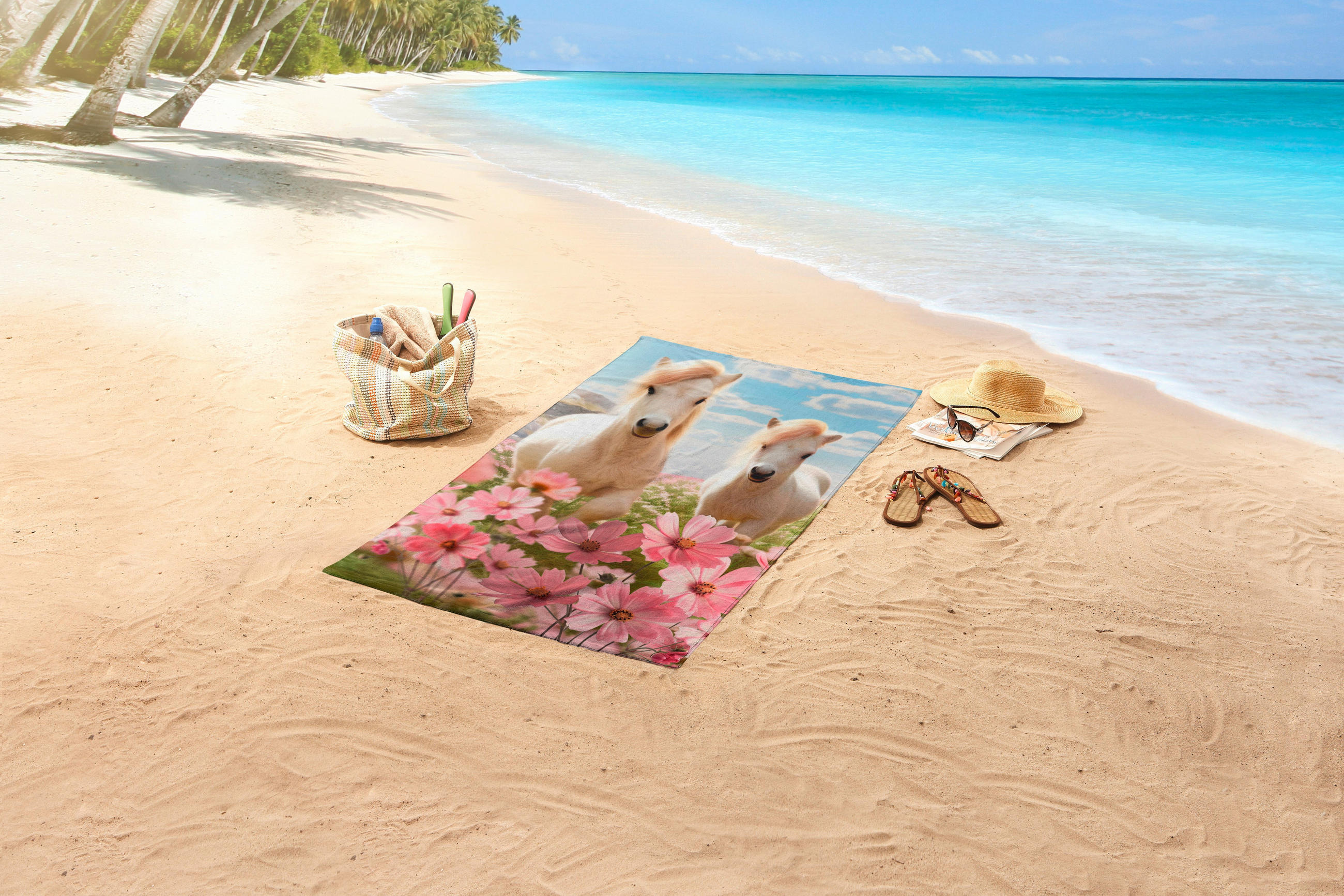 STRANDTUCH Good Morning Multicolor, Hellblau, Hellrosa 75/150 cm  - Hellrosa/Multicolor, Trend, Textil (75/150cm)
