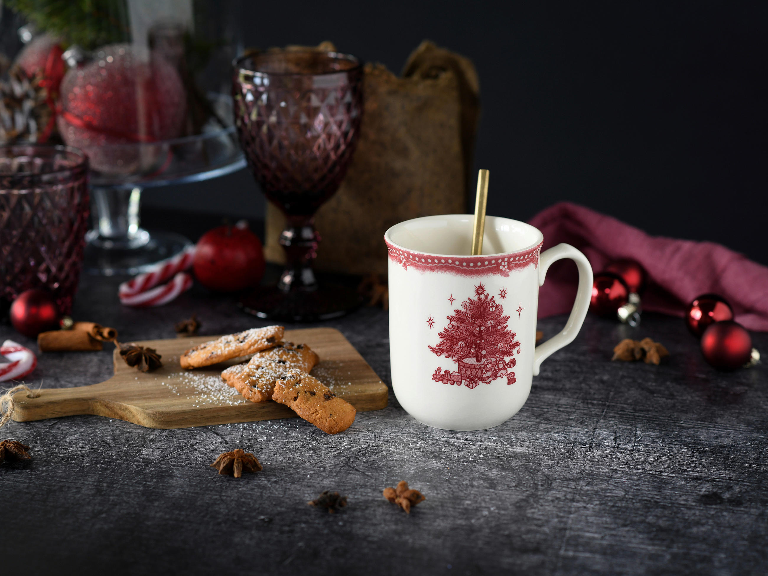 KOMPLETT SERVIS Tannenbaum 16 delar  - röd, Basics, keramik - Creatable