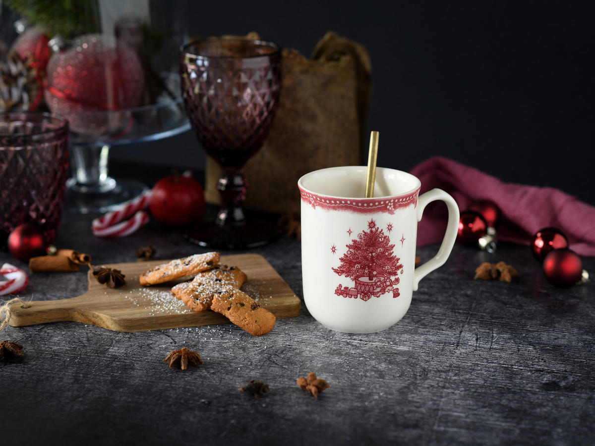 KOMPLETT SERVIS Tannenbaum 16 delar  - röd, Basics, keramik - Creatable
