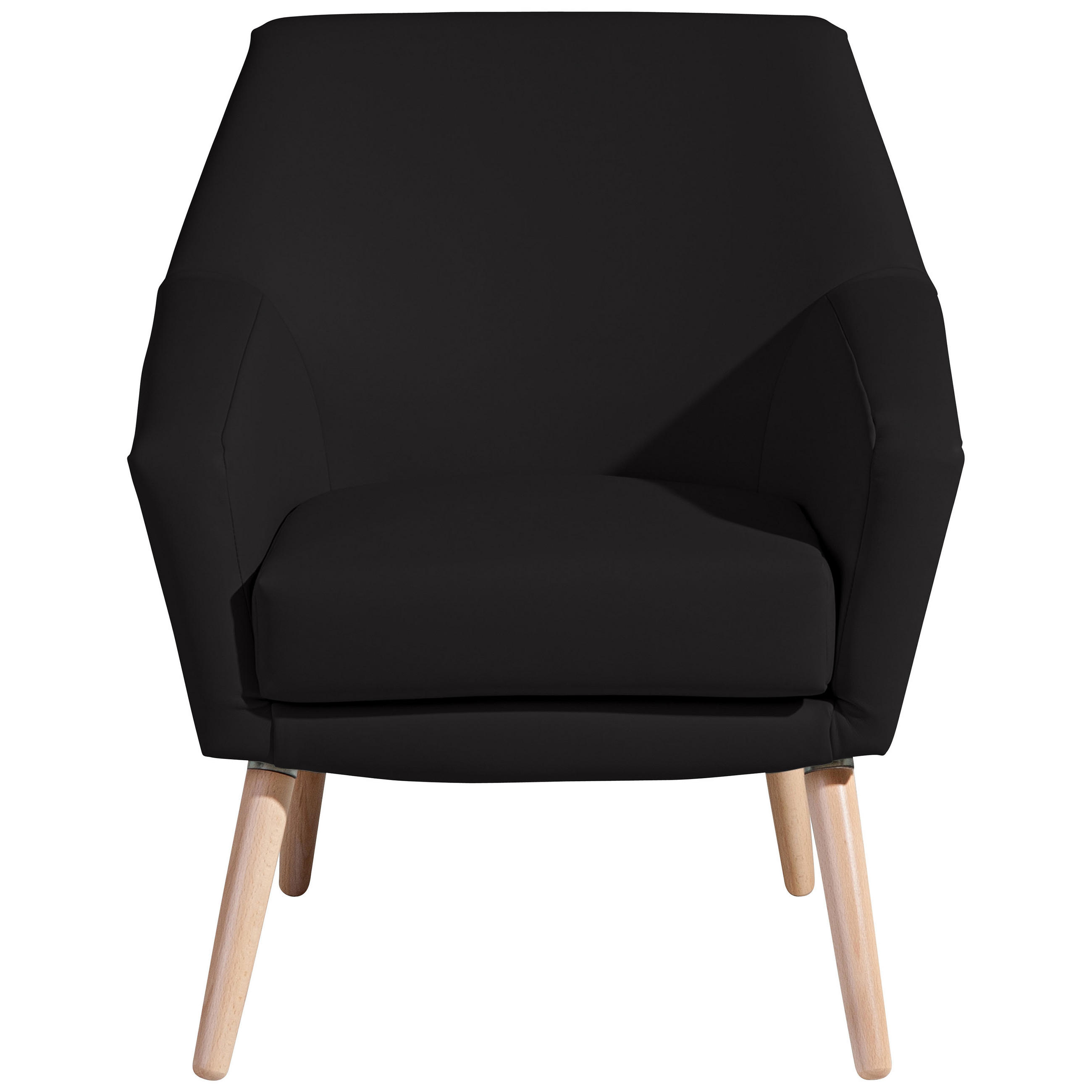 SESSEL in Lederlook Schwarz  - Buchefarben/Schwarz, Design, Holz/Textil (67/81/71cm) - Max Winzer