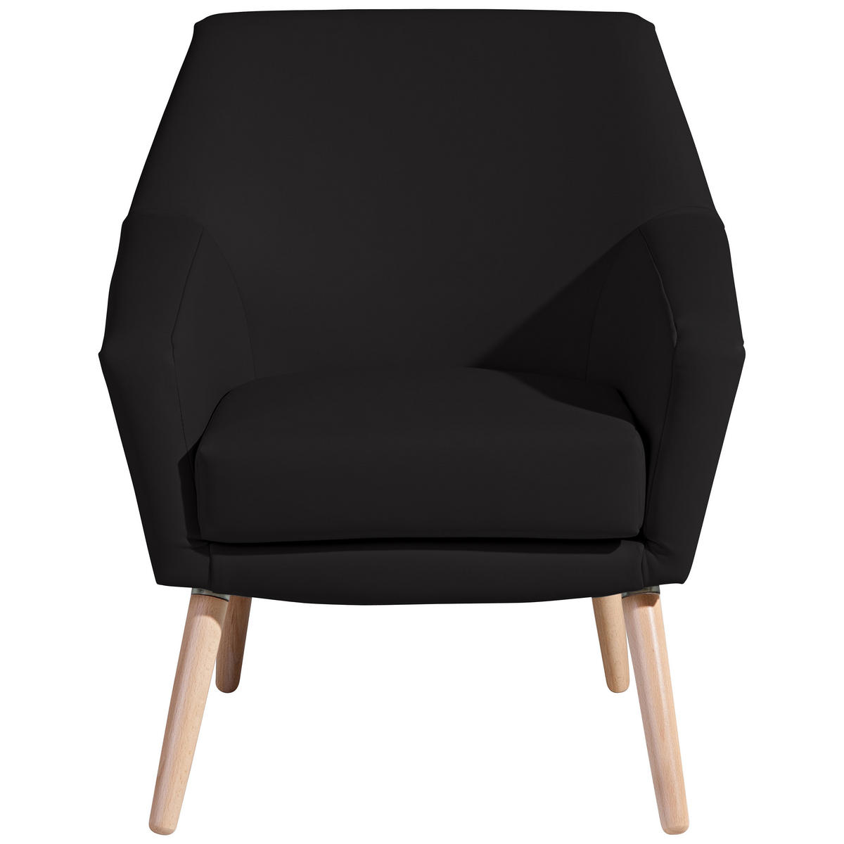 SESSEL in Lederlook Schwarz  - Buchefarben/Schwarz, Design, Holz/Textil (67/81/71cm) - Max Winzer