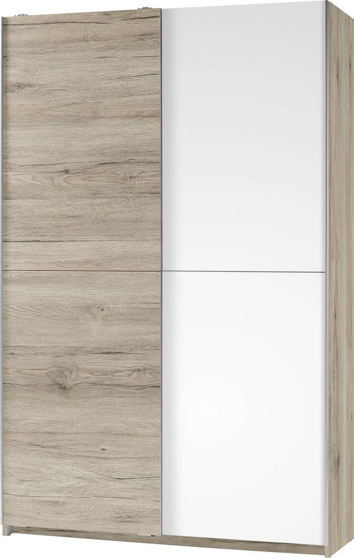 MEHRZWECKSCHRANK 125/196/38 cm  in Weiß, Eichefarben  - Eichefarben/Alufarben, Basics, Holzwerkstoff/Kunststoff (125/196/38cm) - Carryhome