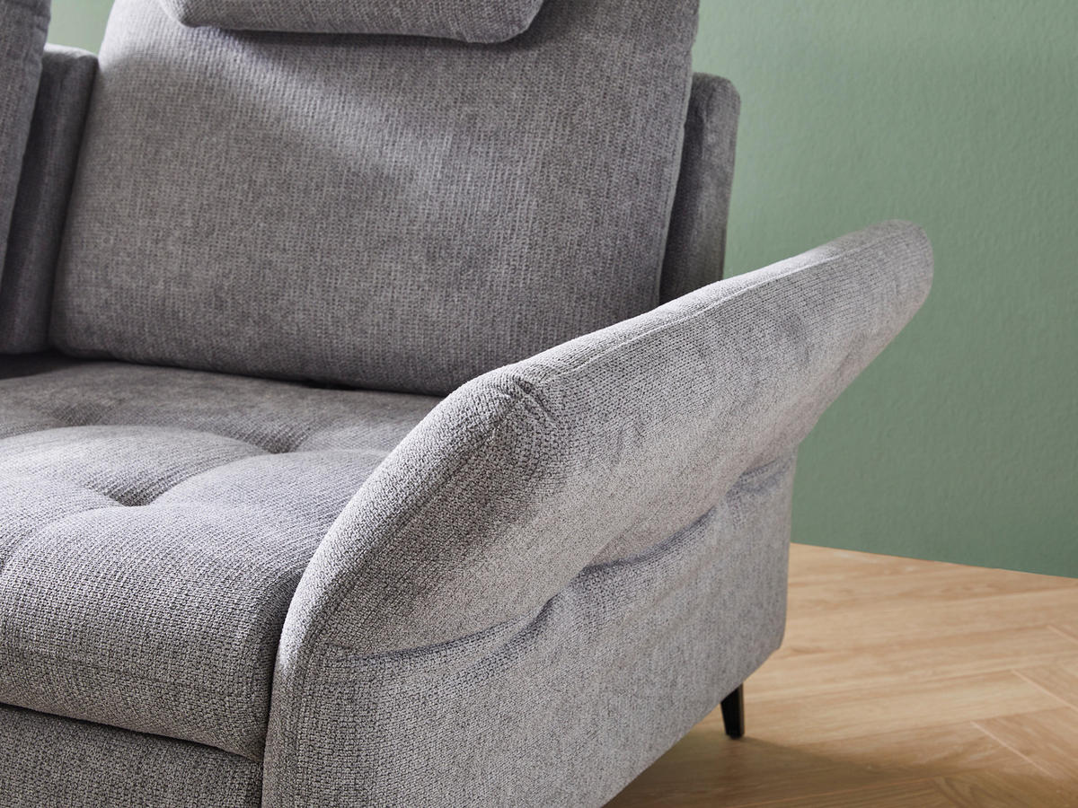 ECKSOFA Grau Chenille  - Schwarz/Grau, Natur, Textil/Metall (233/288cm) - Valnatura