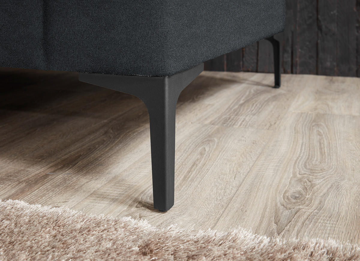 3-SITZER-SOFA in Flachgewebe Anthrazit  - Anthrazit/Schwarz, Design, Textil/Metall (226/89/97cm) - Pure Home Lifestyle