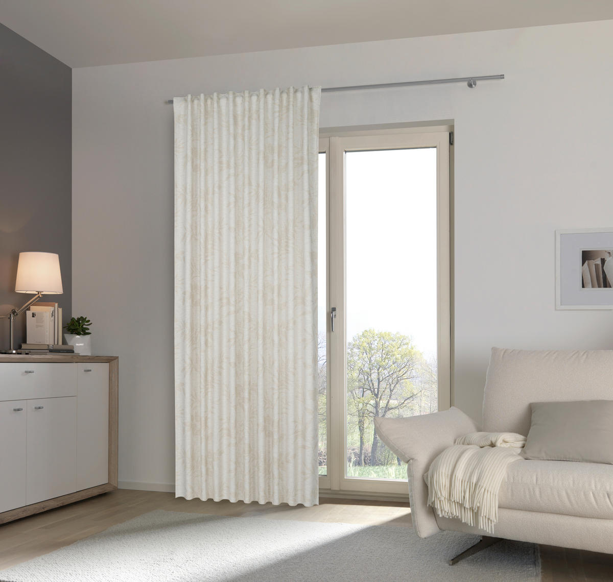 KÉSZFÜGGÖNY részben fényzáró  - bézs, Konventionell, textil (140/245cm) - Esposa