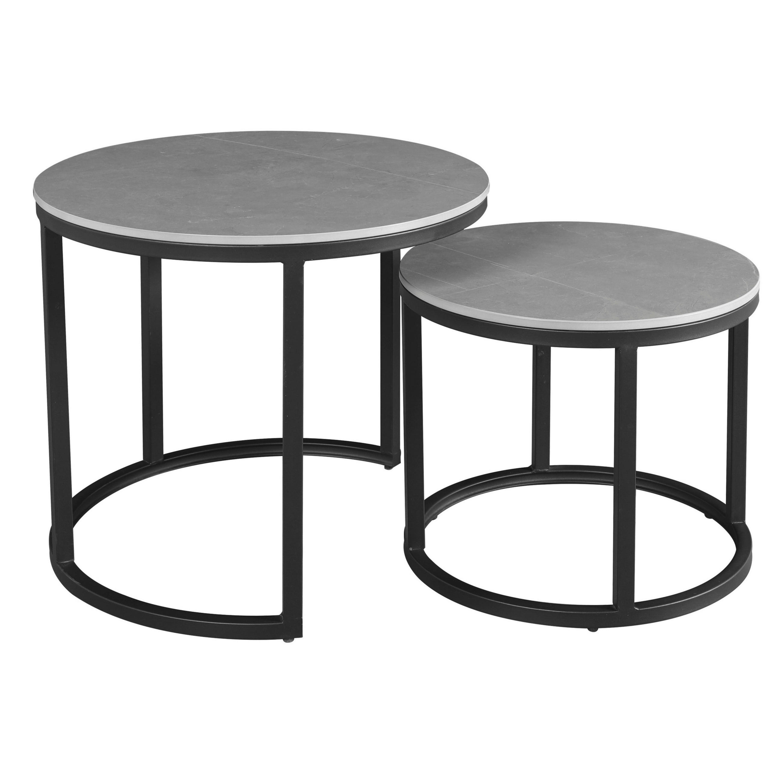 COUCHTISCH rund Grau  - Schwarz/Grau, MODERN, Stein/Metall (53/47/53cm) - MID.YOU
