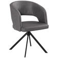 ARMLEHNSTUHL  Stoffauswahl, Sitzfläche 360° drehbar, inklusive Armlehnen, automatische Rückholfunktion Samt  - Schwarz/Grau, KONVENTIONELL, Textil/Metall (56/84/59cm) - Moderano