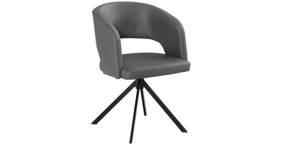 ARMLEHNSTUHL  Stoffauswahl, Sitzfläche 360° drehbar, inklusive Armlehnen, automatische Rückholfunktion Samt  - Schwarz/Grau, KONVENTIONELL, Textil/Metall (56/84/59cm) - Moderano