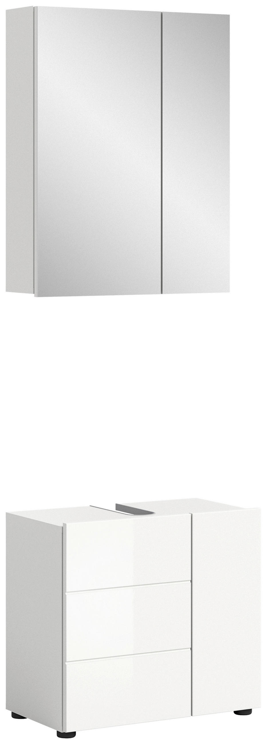 KOUPELNA bílá, vysoce lesklá bílá  - bílá/černá, Moderní, kompozitní dřevo/plast (60cm) - MID.YOU