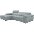 ECKSOFA DUA in Echtleder Hellgrau  170/293 cm  - Chromfarben/Hellgrau, Design, Leder/Metall (170/293cm) - Novel