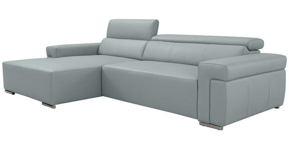ECKSOFA DUA in Echtleder Hellgrau  170/293 cm  - Chromfarben/Hellgrau, Design, Leder/Metall (170/293cm) - Novel