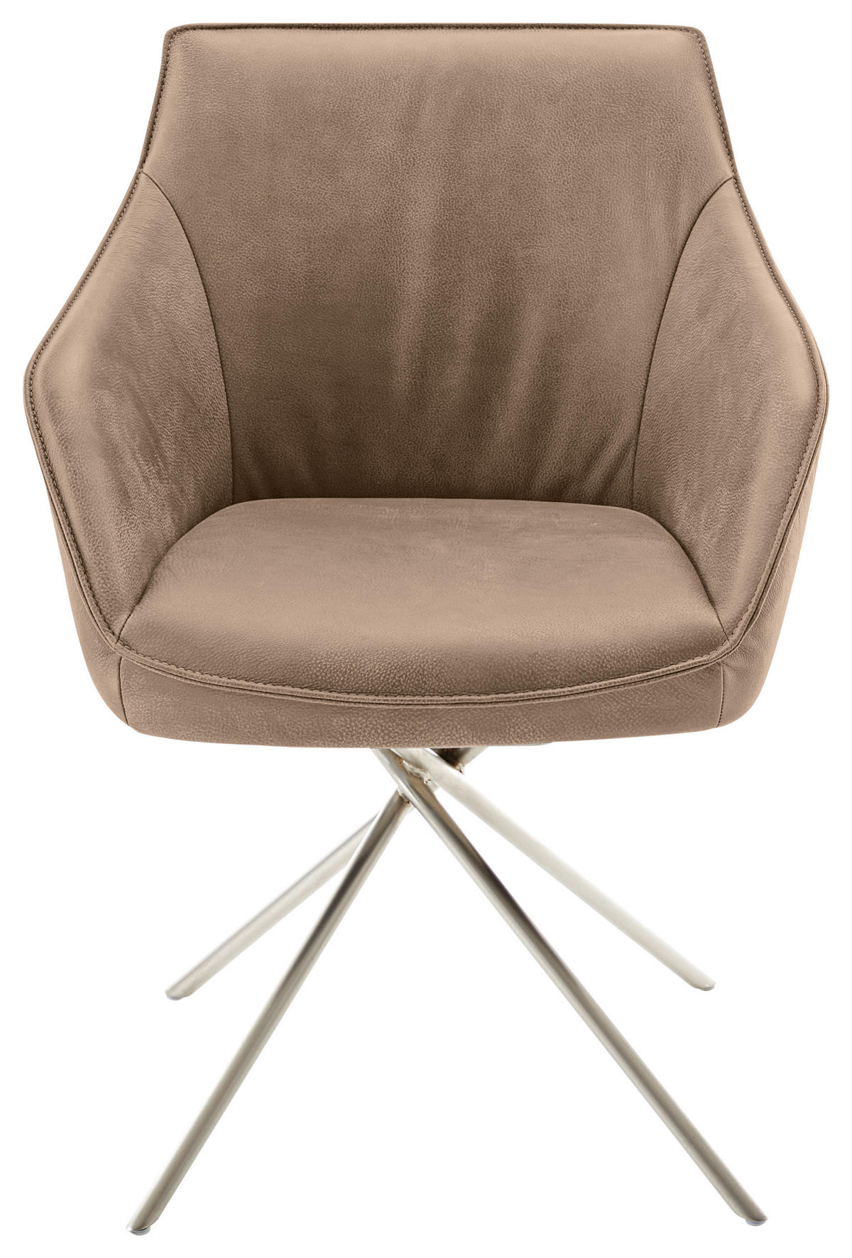 ARMLEHNSTUHL  in Nickel Echtleder naturbelassen  - Edelstahlfarben/Beige, Design, Leder/Metall (60/84/67cm) - Koinor