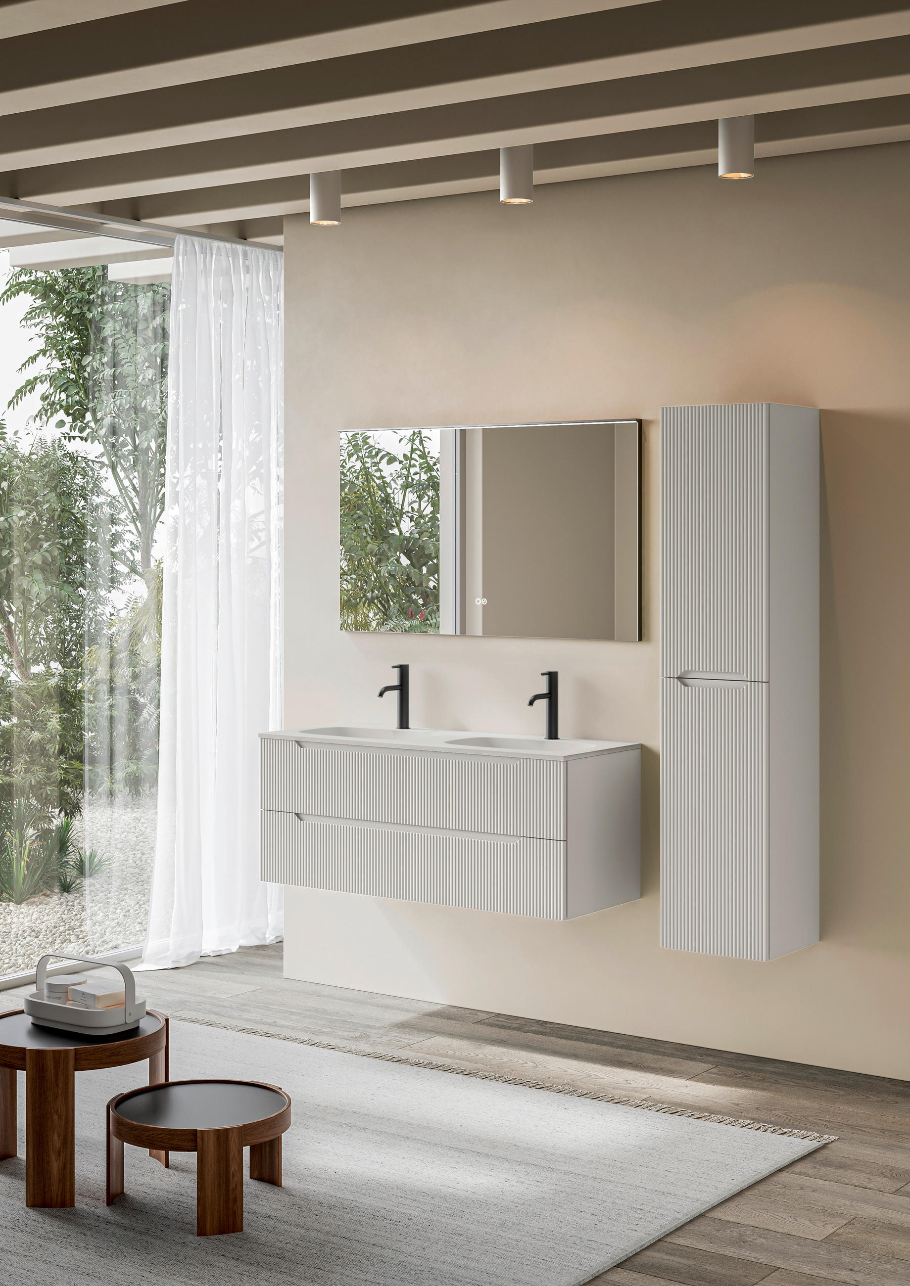 BADEZIMMER 3-teilig  in 120 cm  - Weiß, KONVENTIONELL, Holzwerkstoff/Stein (120cm) - Belluti