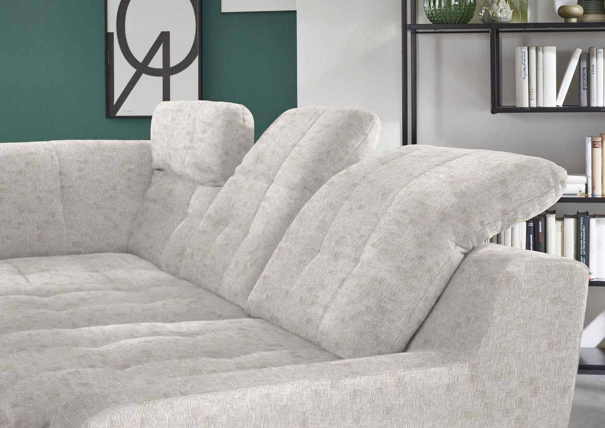 HÖRNSOFFA i chenille ecru  - svart/ecru, Klassisk, metall/textil (200/281cm) - MID.YOU