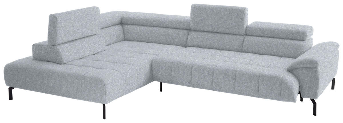 ECKSOFA in Chenille Hellgrau  222/323 cm  - Hellgrau/Schwarz, Design, Textil/Metall (222/323cm) - Beldomo Style