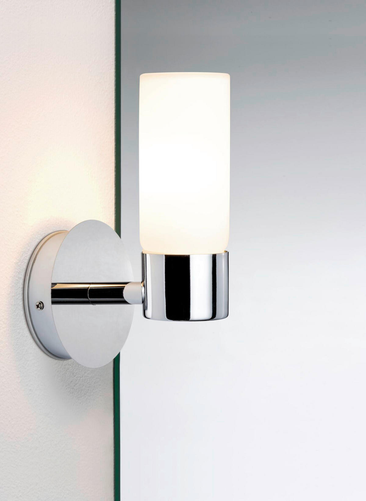 WANDLEUCHTE Eleon 10,5/13,5/20,3 cm   - Chromfarben/Weiß, Basics, Glas/Metall (10,5/13,5/20,3cm) - Paulmann