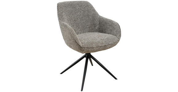ARMLEHNSTUHL in Eisen Leinenoptik - Schwarz/Braun, Design, Textil/Metall (61/82/65cm) - Novel