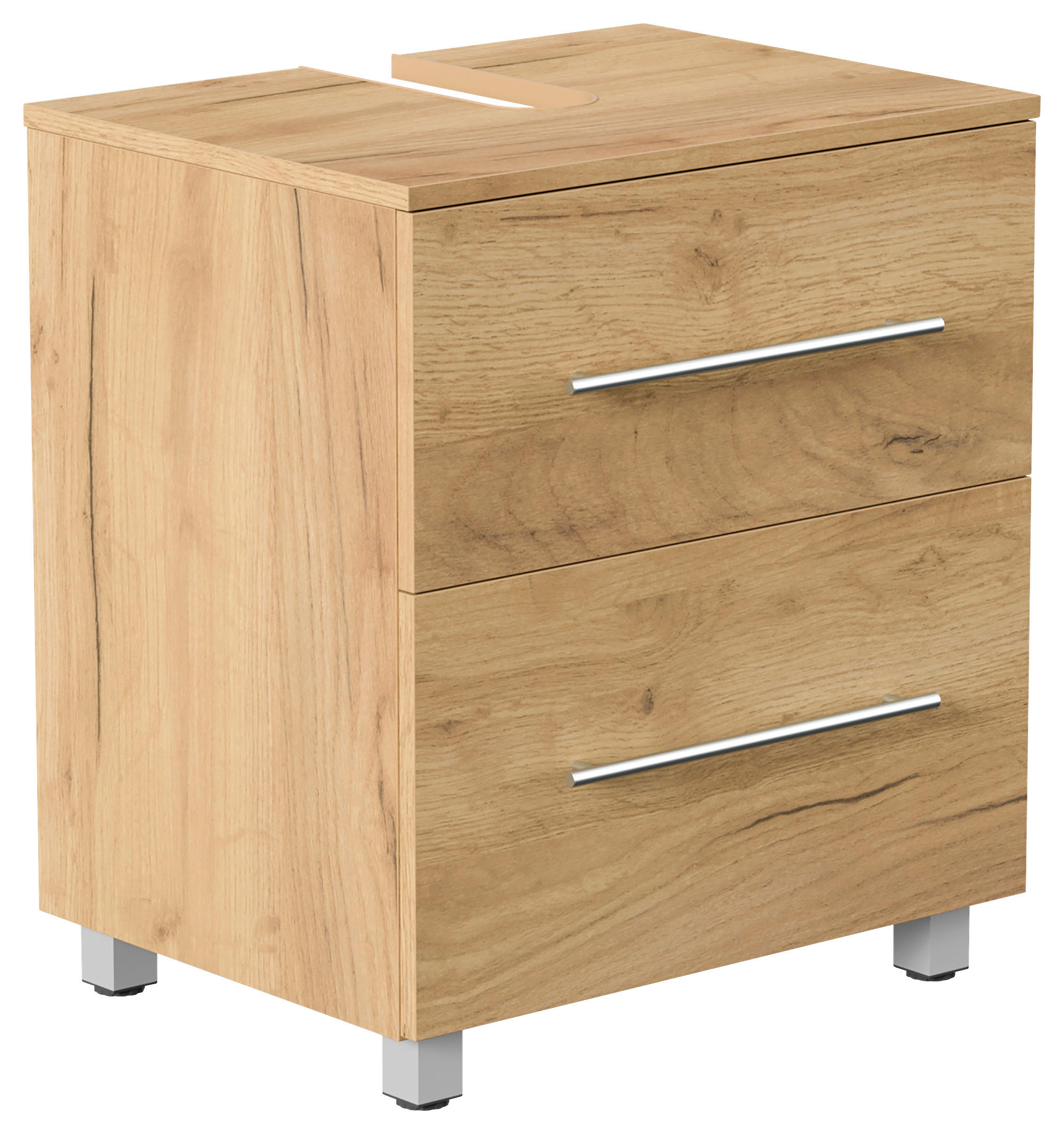 WASCHBECKENUNTERSCHRANK 55/63/41,6 cm  - Eichefarben/Silberfarben, MODERN, Holzwerkstoff/Metall (55/63/41,6cm) - MID.YOU