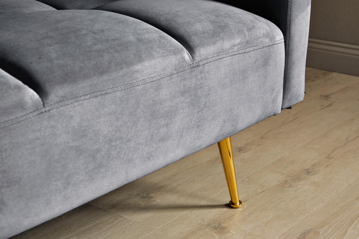 SCHLAFSOFA Grau, Platinfarben  - Platinfarben/Goldfarben, MODERN, Holz/Textil (213/84/84cm) - Livetastic