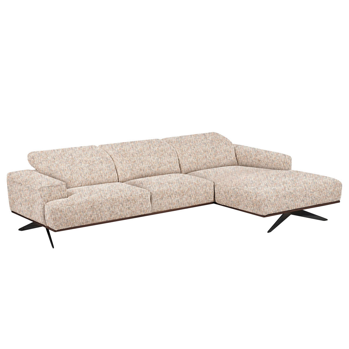 ECKSOFA PORTLAND in Struktur Blau, Gelb, Rot, Weiß Kopfteilverstellung  295/187 cm  - Blau/Gelb, Design, Holz/Textil (295/187cm) - Livetastic
