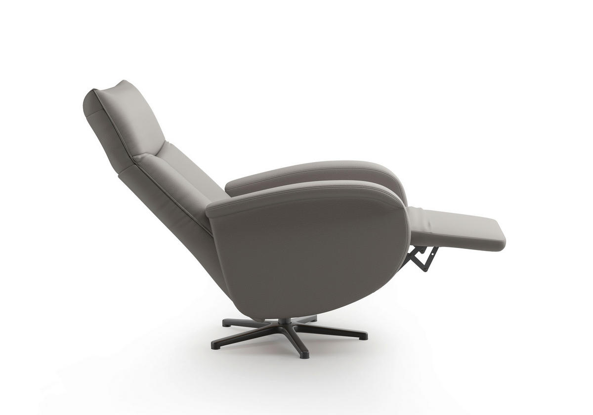DREHSTUHL Mokka  - Schwarz/Mokka, MODERN, Leder/Metall (75/112/82cm) - Sit & More