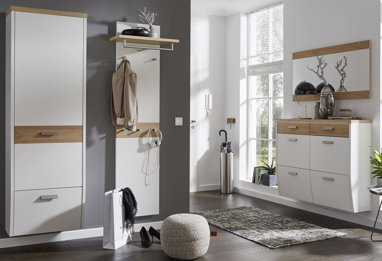GARDEROBE Weiß, Eichefarben - Eichefarben/Weiß, Design, Holz (270/200/32cm) - Dieter Knoll