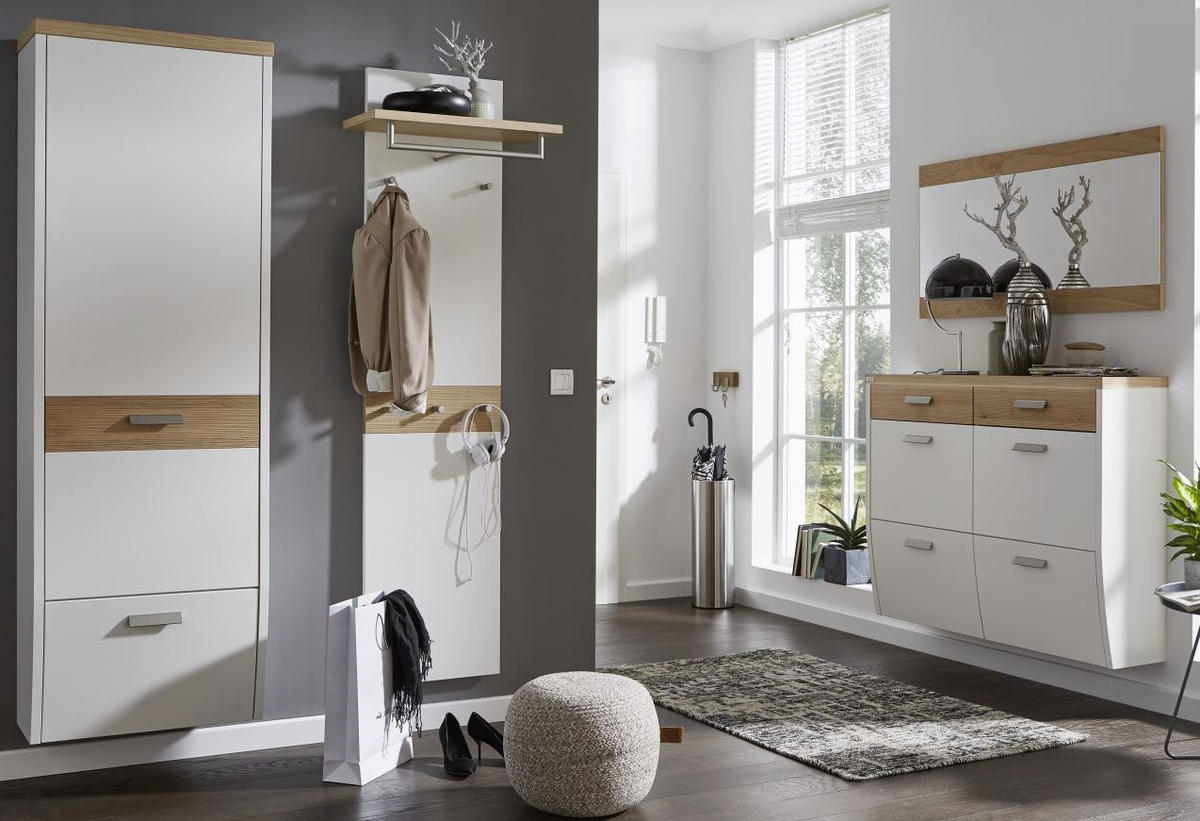 GARDEROBE 4-teilig  in 270/200/32 cm  - Eichefarben/Weiß, Design, Holz/Holzwerkstoff (270/200/32cm) - Dieter Knoll