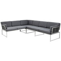 LOUNGEGARNITUR 3-teilig   280/75/217 cm Edelstahl  - Edelstahlfarben/Dunkelgrau, Design, Textil/Metall (280/75/217cm) - Amatio