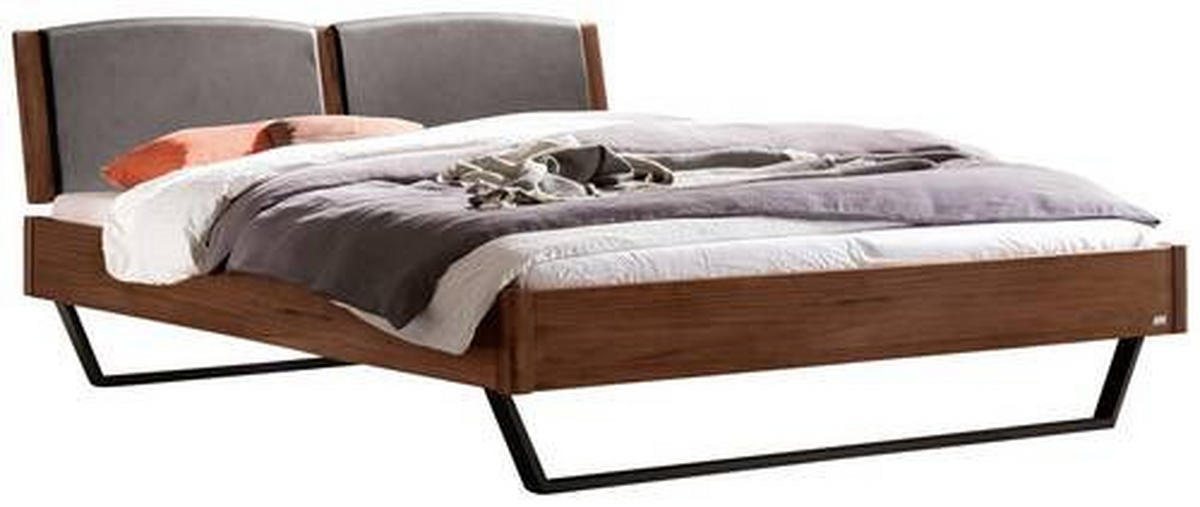 BETT 140/200 cm  in Nussbaumfarben   - Dunkelgrau/Anthrazit, Modern, Holz/Textil (140/200cm) - Hasena