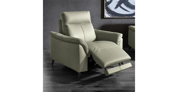 SESSEL in Echtleder Hellgrau  - Hellgrau/Schwarz, Design, Leder/Metall (107/105/98cm) - Belluti