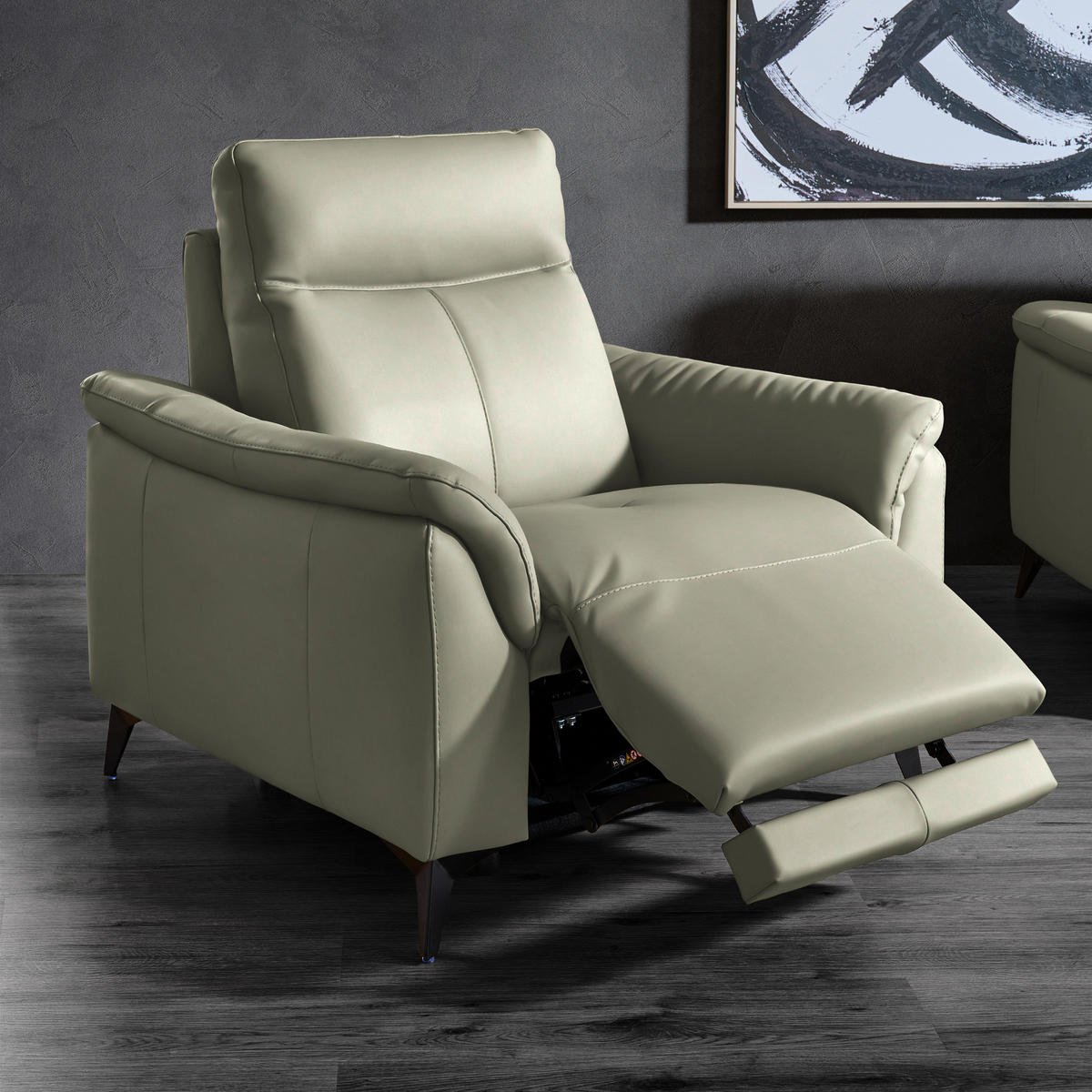 SESSEL in Echtleder Hellgrau  - Hellgrau/Schwarz, Design, Leder/Metall (107/105/98cm) - Belluti