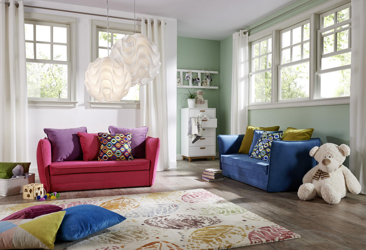 JUGEND- UND KINDERSOFA Mikrofaser Blau, Grün  - Blau/Schwarz, Design, Kunststoff/Textil (145/63-77/75cm) - Livetastic