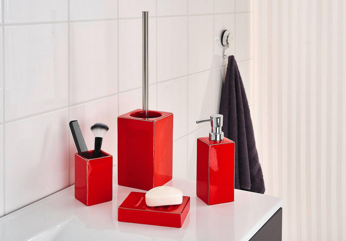 ZAHNPUTZBECHER Keramik  - Rot, Basics, Keramik (6,5/10,3/6,5cm) - Sadena