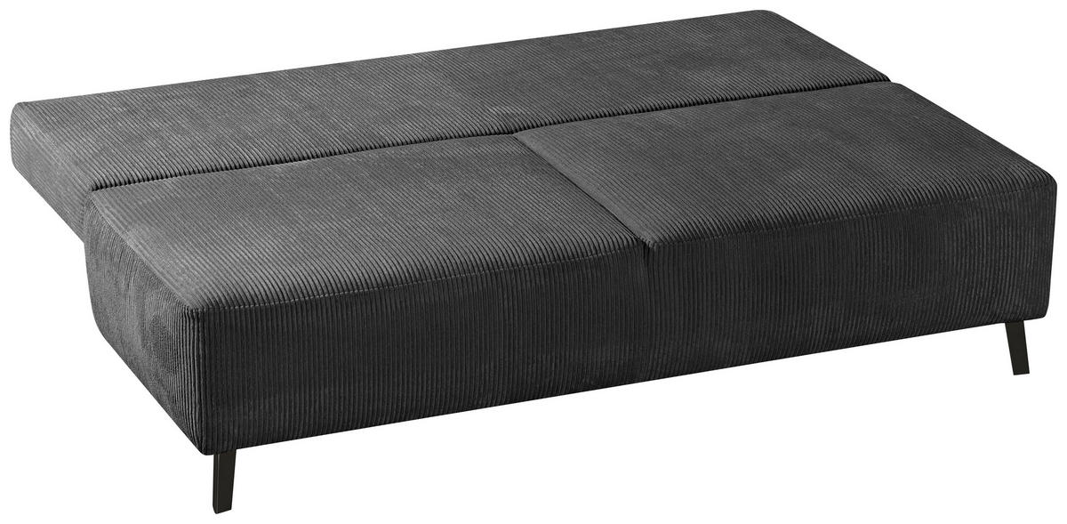 SCHLAFSOFA Cord Grau  - Schwarz/Grau, Modern, Textil/Metall (197/92/88cm) - Novel