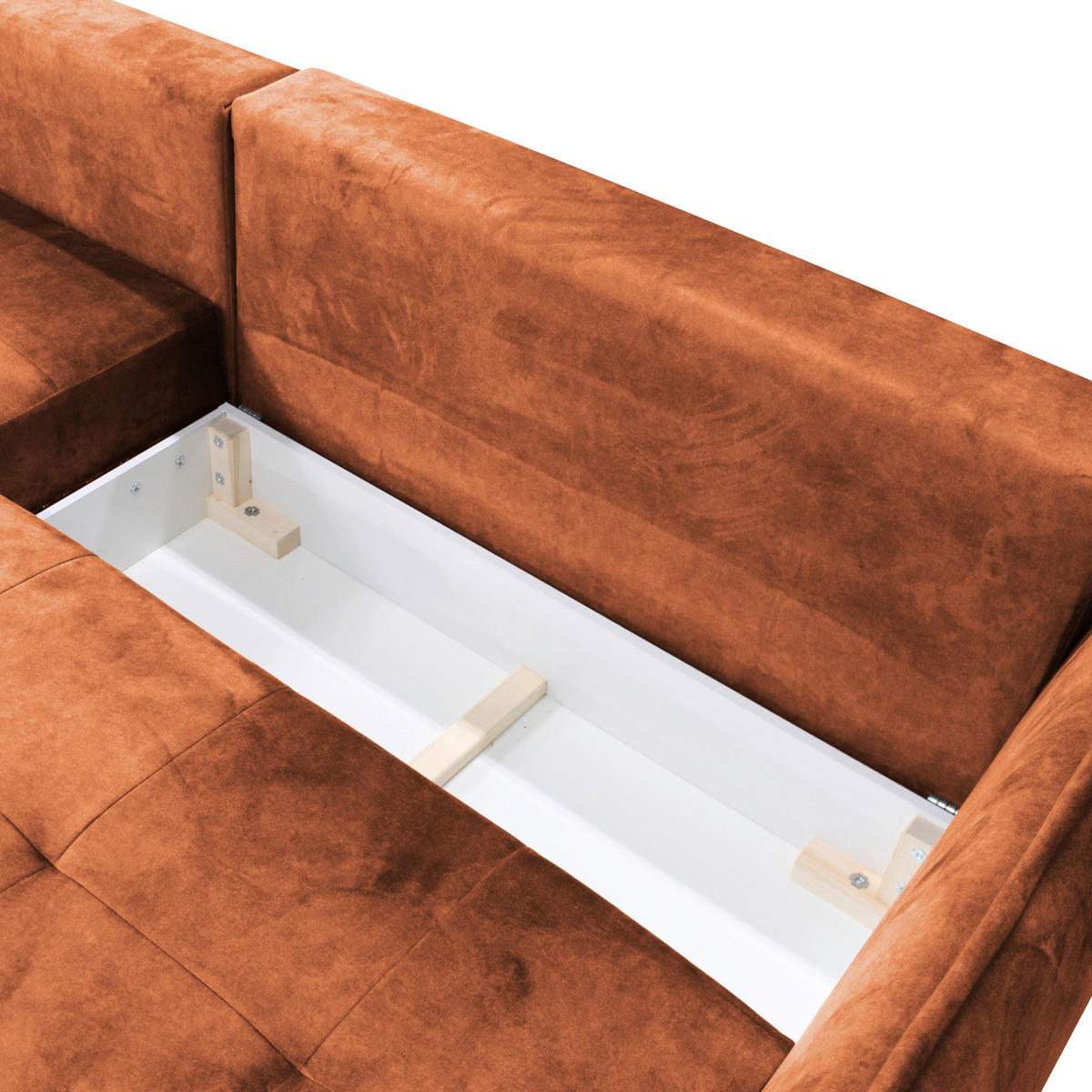 ECKSOFA in Velours Rostfarben  196/264 cm  - Rostfarben/Goldfarben, Design, Textil/Metall (196/264cm) - MID.YOU
