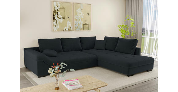ECKSOFA Anthrazit Cord - Anthrazit/Schwarz, KONVENTIONELL, Holz/Textil (298/202cm) - Carryhome