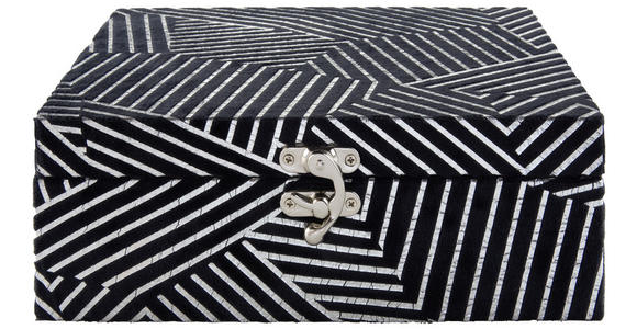 DEKOBOX    26/18/9 cm  - Silberfarben/Schwarz, Trend, Holzwerkstoff/Textil (26/18/9cm) - Ambia Home