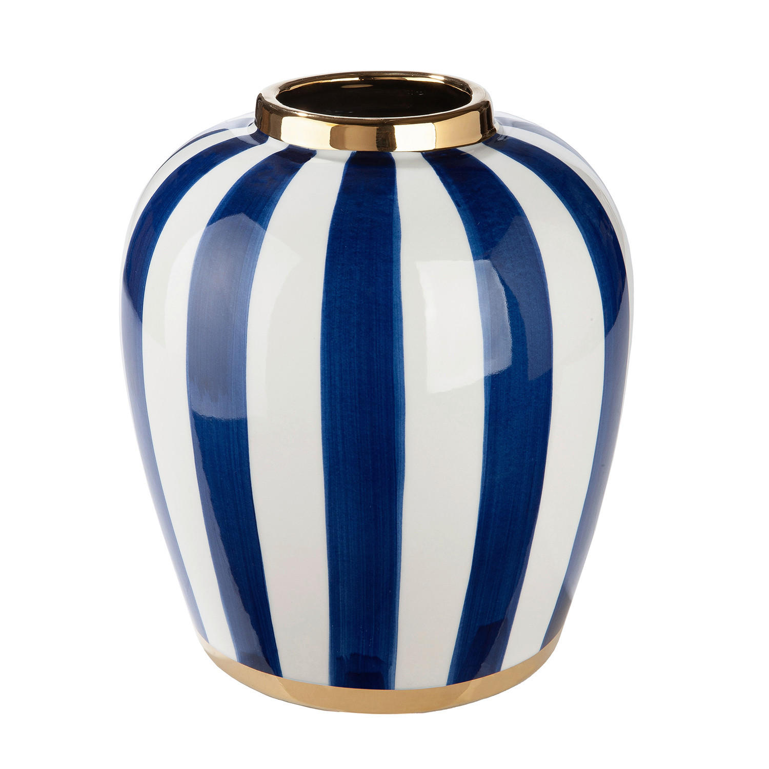 DEKOVASE  - Blau/Weiß, Basics, Keramik (26/29,5cm)