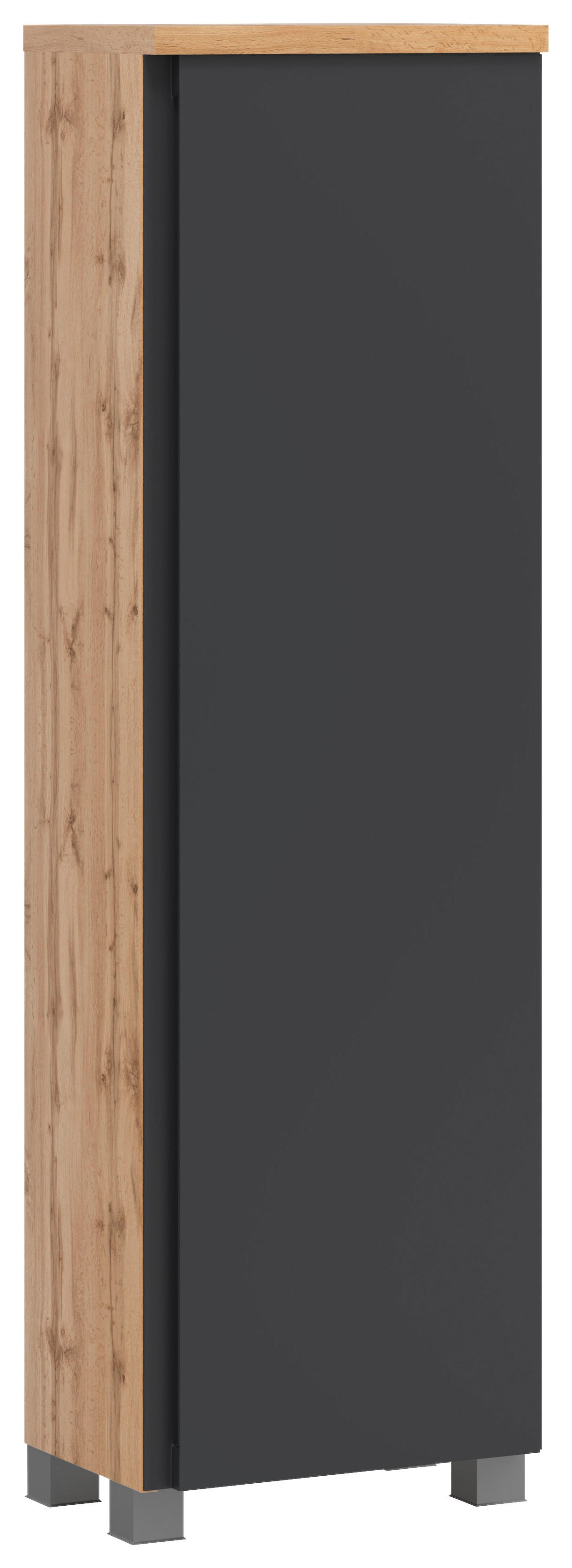 MIDISCHRANK 40/130/35 cm  - Eiche Wotan/Silberfarben, Modern, Holzwerkstoff/Kunststoff (40/130/35cm) - Held